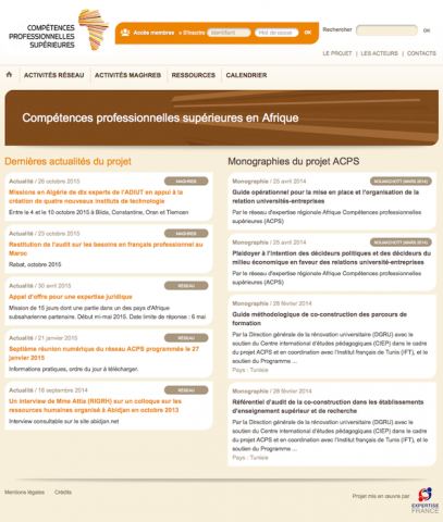 Site ACPS. Page d'accueil