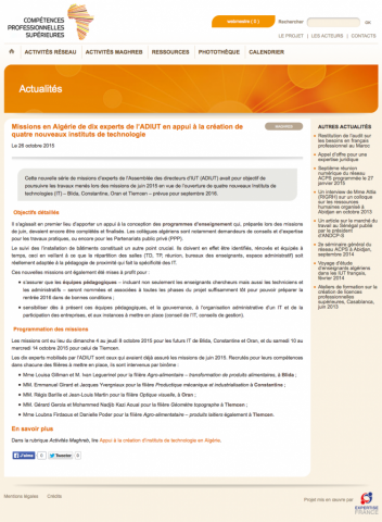 Site ACPS. Exemple d'actualité