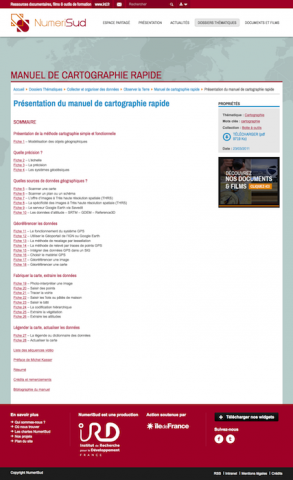 Manuel de cartographie rapide de l'IRD. Sommaire